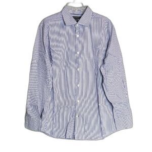 Banana Republic Fitted Purple White Pinstripe Button Down Short Mens L (16-16.5)